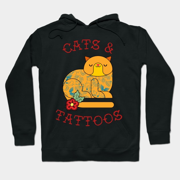 Cats and Tattoos Hoodie by SybaDesign